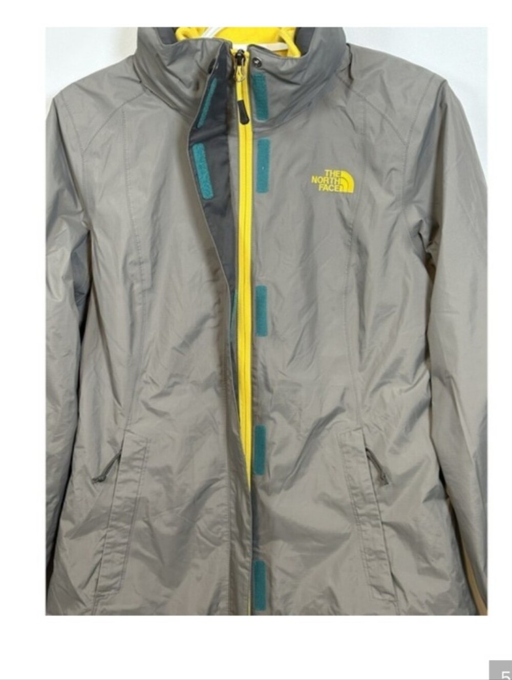 The North Face HyVent Women’s Grey Yellow Fleece Lined Ski Jacket - Medium